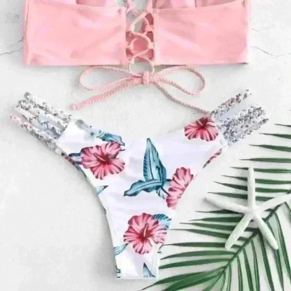 Zafaul white hibiscus bikini bottoms M NWT - Picture 2 of 4